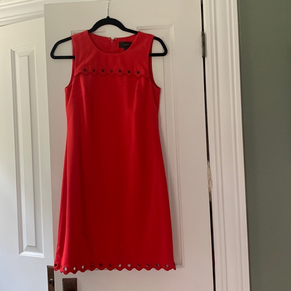 Red J Crew dress with cute detailing- Size 0